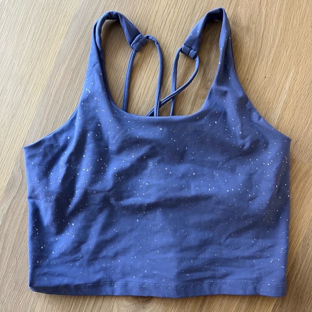 Beyond Yoga workout top purple silver